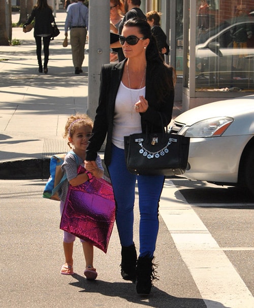 Kyle Richards with her Hermes Blue Birkin 35 — Collecting Luxury