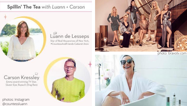 luann de lesseps and carson kressley talk about the rhony cast ramona singer dorinda medley leah mcsweeney sonja morgan real housewives of new york