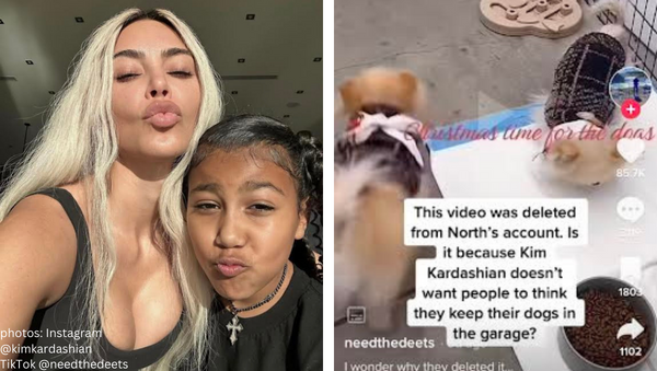 kim kardashian north west dogs in the garage deleted tiktok holiday video christmas