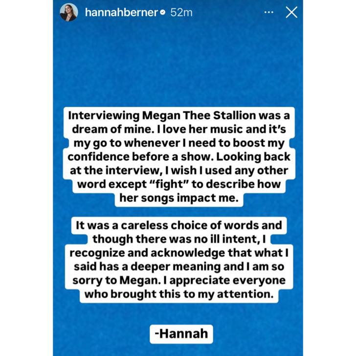 Hannah Berner Statement