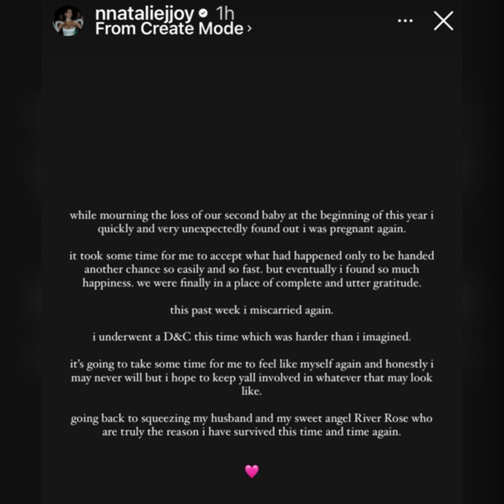 Natalie Nick Miscarriage post
